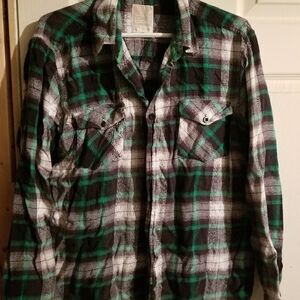 River Island Green and Black Plaid Shirt